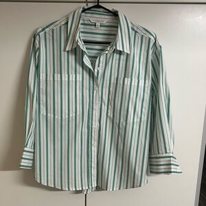Liverpool Classic Striped White and Green Shirt. Size S
